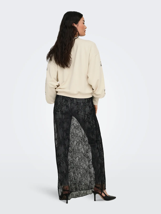 Sudadera de cuello redondo oversize con bordado contrastado Only Birch