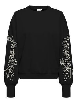 Sudadera de cuello redondo oversize con bordado contrastado Only Black