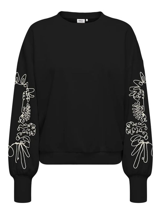 Sudadera de cuello redondo oversize con bordado contrastado Only Black