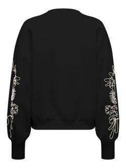 Sudadera de cuello redondo oversize con bordado contrastado Only Black