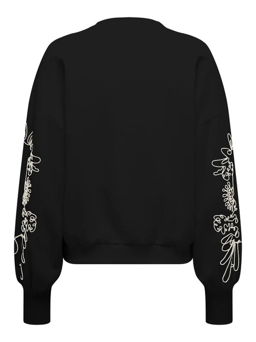 Sudadera de cuello redondo oversize con bordado contrastado Only Black