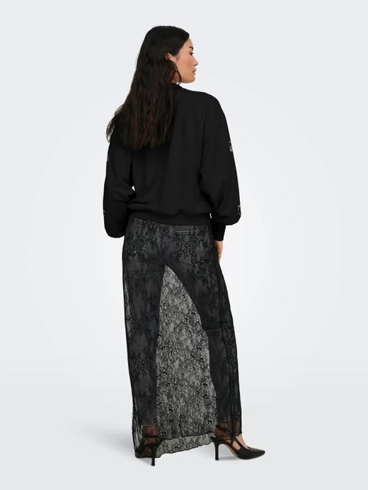 Sudadera de cuello redondo oversize con bordado contrastado Only Black