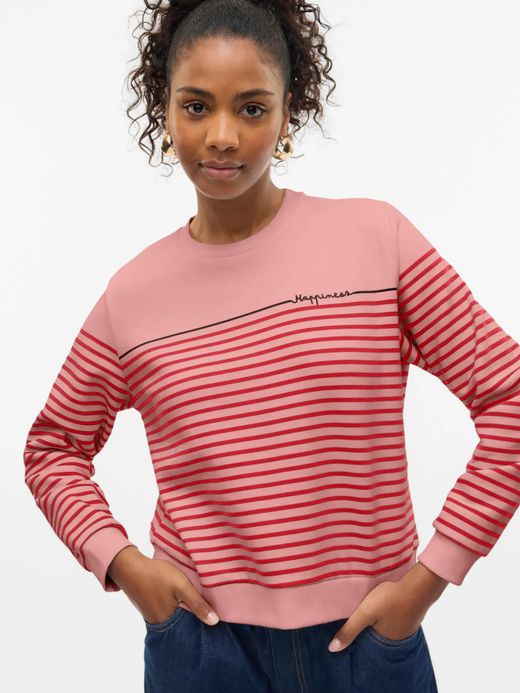 Sudadera de cuello redondo rayas kindness Vero Moda Rose