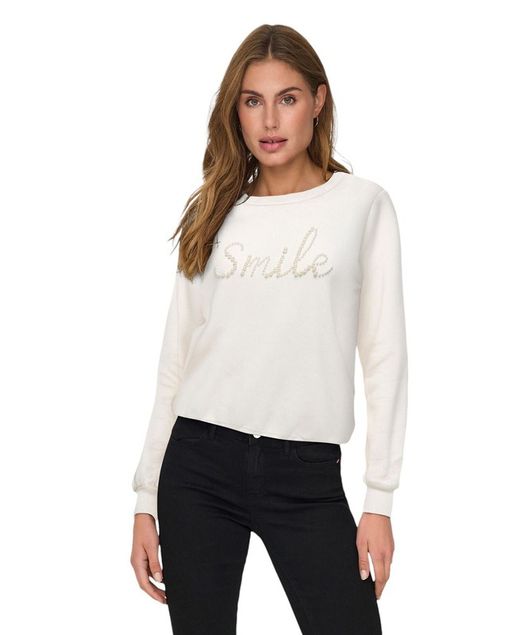 Sudadera de cuello redondo "Smile" Only Cloud Dancer