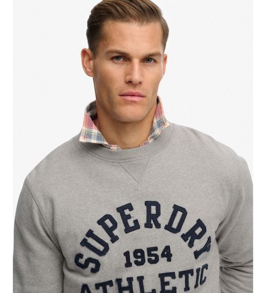 Sudadera de cuello redondo Superdry Athletics Superdry Light Grey Mela