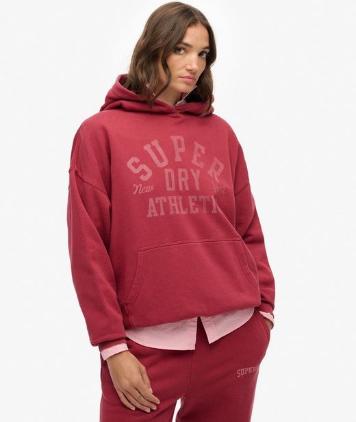 Sudaderra con capucha y letras branding Superdry Bordeaux