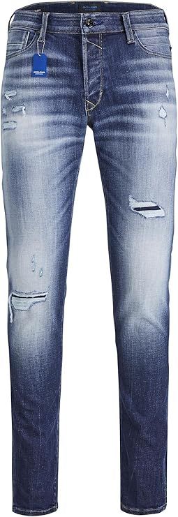 Tejano 5 bolsillos con rotos reparados Jack & Jones Blue Denim 25