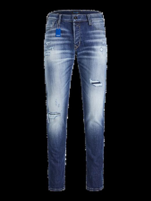 Tejano 5 bolsillos con rotos reparados Jack & Jones Blue Denim