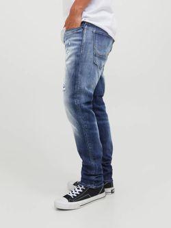 Tejano 5 bolsillos con rotos reparados Jack & Jones Blue Denim