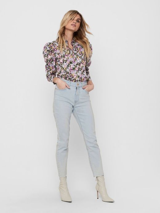 Tejano 5 bolsillos de cintura alta Only Light Blue Den