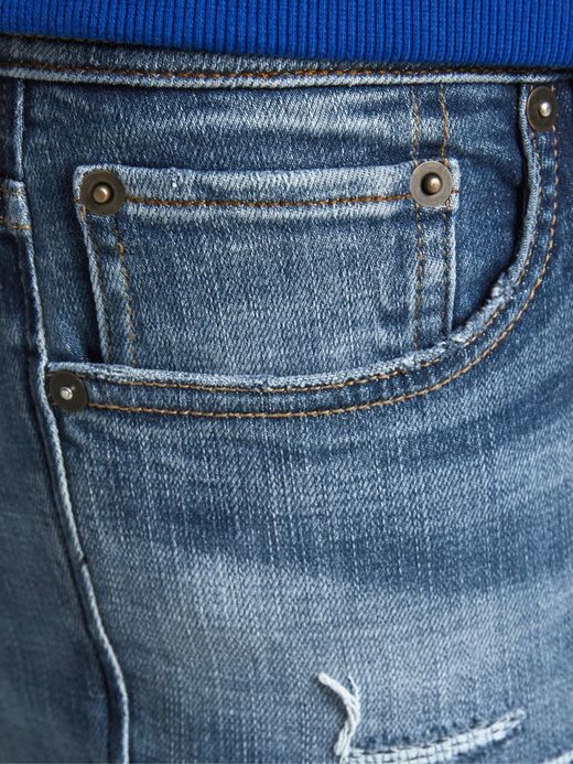 Tejano 5 bolsillos desgastado y con rotos reparados Jack & Jones Blue Denim