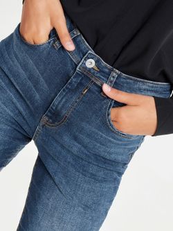 Jacqueline De Yong Mittelblaue Jeans 5 Taschen Elastische Hohe Taille