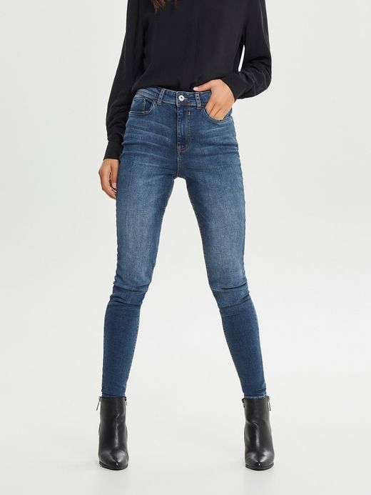 Jacqueline De Yong Mittelblaue Jeans 5 Taschen Elastische Hohe Taille