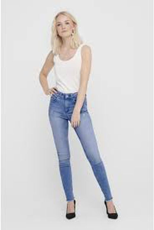 Tejano 5 bolsillos elástico con rasgados Only Light Blue Den