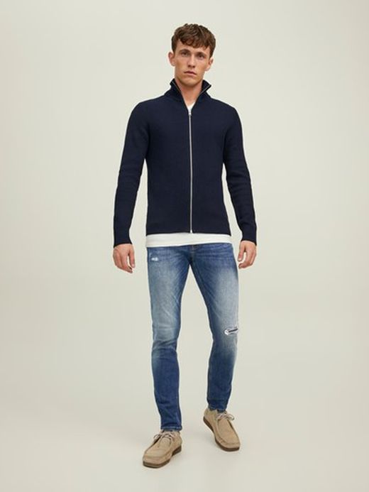 Tejano 5 bolsillos elástico con rotos Jack & Jones Blue Denim