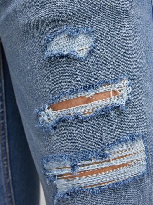 Tejano 5 bolsillos elástico con rotos Jack & Jones Blue Denim