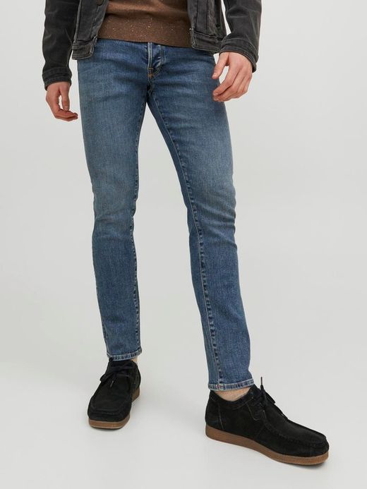 Tejano 5 bolsillos elástico desgastado Jack & Jones Blue Denim
