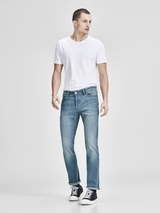 Tejano 5 bolsillos elástico desgastado Jack & Jones Blue Denim