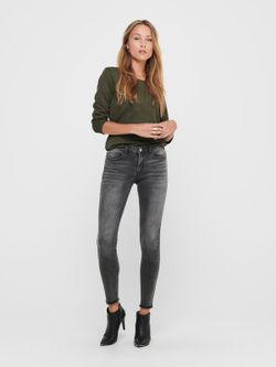 Tejano 5 bolsillos elástico desgastado Jdy Grey Denim