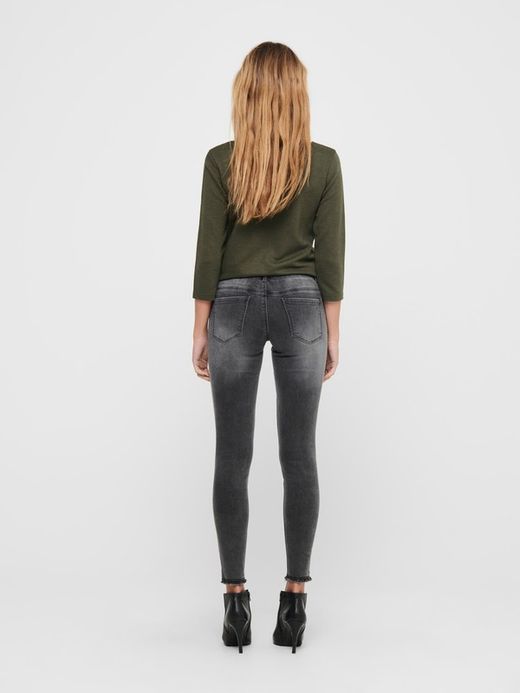 Tejano 5 bolsillos elástico desgastado Jdy Grey Denim