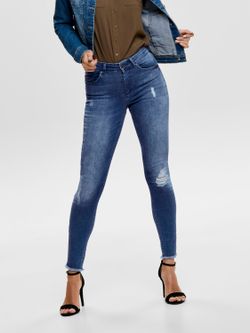 Tejano 5 bolsillos elástico desgastado Only Medium Blue