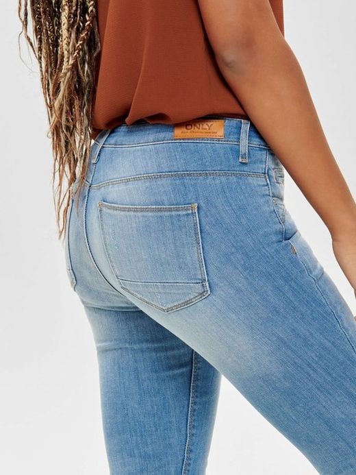 Denim elastic 5 pockets ripped Only Light Blue Den