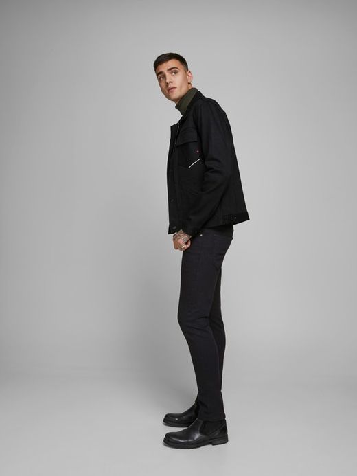 Jeans 5 tasche neri elasticizzati Jack & Jones Black Denim