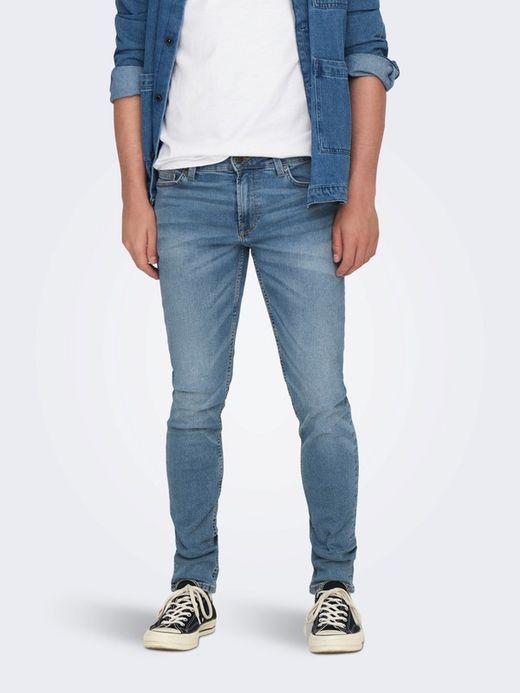 Tejano 5 bolsillos elástico slim Only & Sons Blue Denim