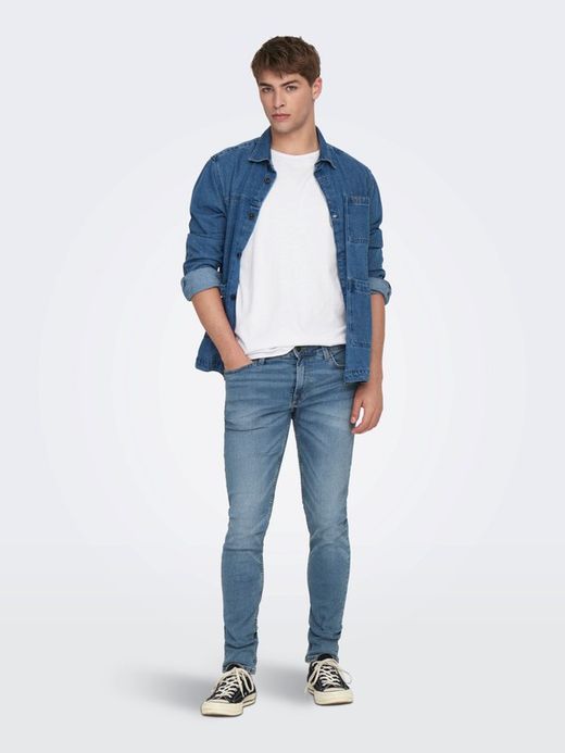 Tejano 5 bolsillos elástico slim Only & Sons Blue Denim