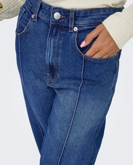 Tejano 5 bolsillos HW con repunte Only Medium Blue