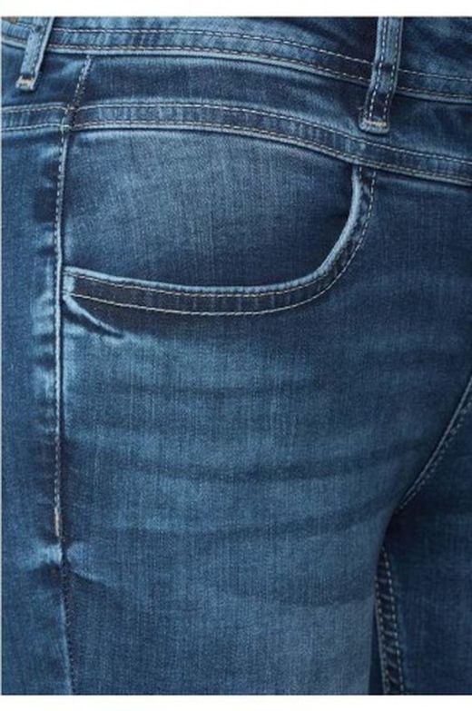 Tejano 5 bolsillos HW de aspecto desgastado Street One Indigo