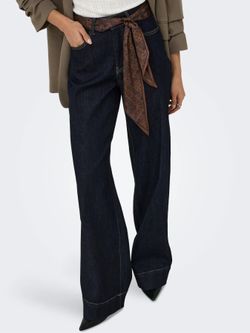Tejano 5 bolsillos HW de pierna ancha Only Dark Blue