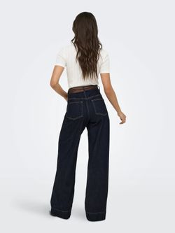 Tejano 5 bolsillos HW de pierna ancha Only Dark Blue