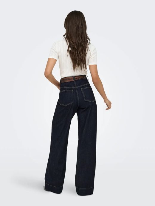 Tejano 5 bolsillos HW de pierna ancha Only Dark Blue