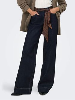 Tejano 5 bolsillos HW de pierna ancha Only Dark Blue