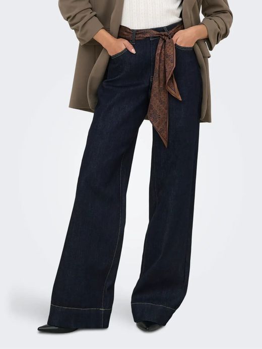 Tejano 5 bolsillos HW de pierna ancha Only Dark Blue