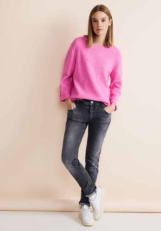 Tejano 5 bolsillos HW desgastado Street One Authentic Grey