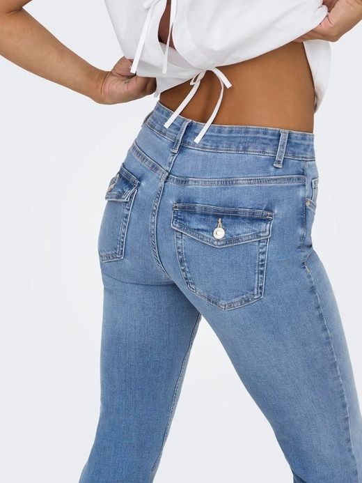 Tejano 5 bolsillos MW con bolsillos con tapeta Only Medium Blue