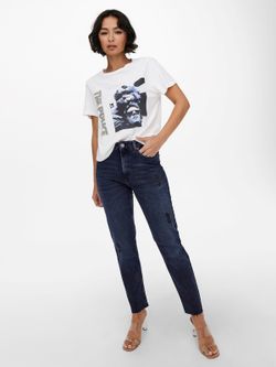 Tejano 5 bolsillos oscuro mom fit Only Blue Black