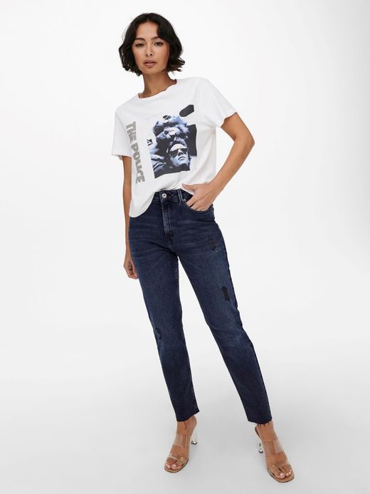 Tejano 5 bolsillos oscuro mom fit Only Blue Black