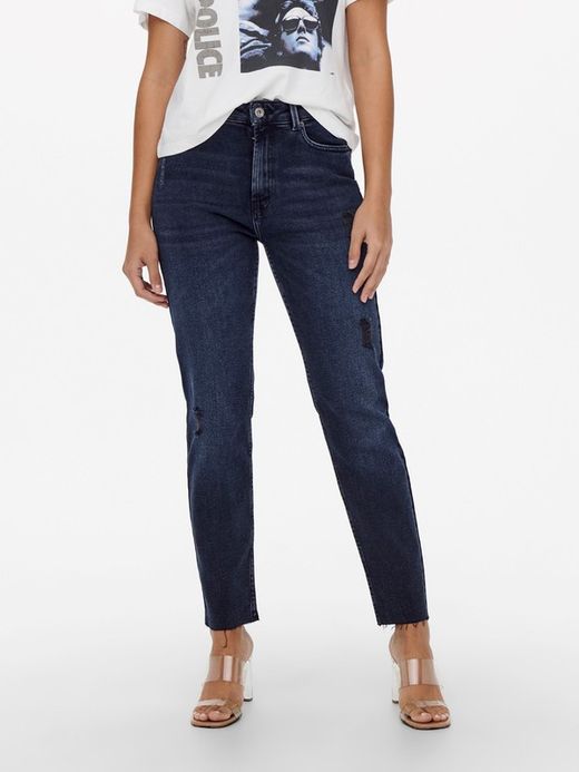 Tejano 5 bolsillos oscuro mom fit Only Blue Black