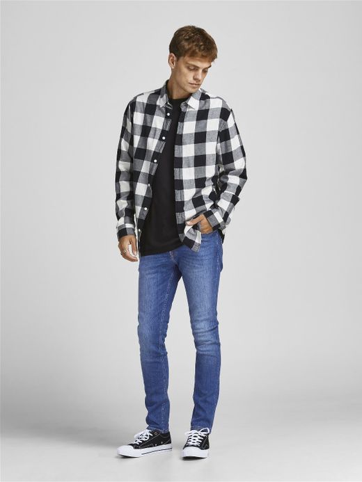 Tejano 5 bolsillos Skinny desgastado Jack & Jones Blue Denim