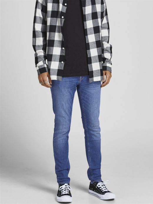 Tejano 5 bolsillos Skinny desgastado Jack & Jones Blue Denim