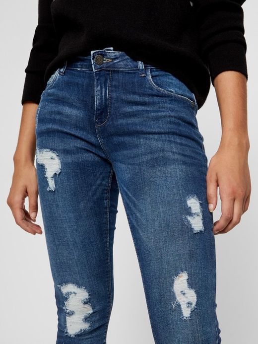 Tejano 5 bolsillos tobillero con rotos Noisy May Medium Blue