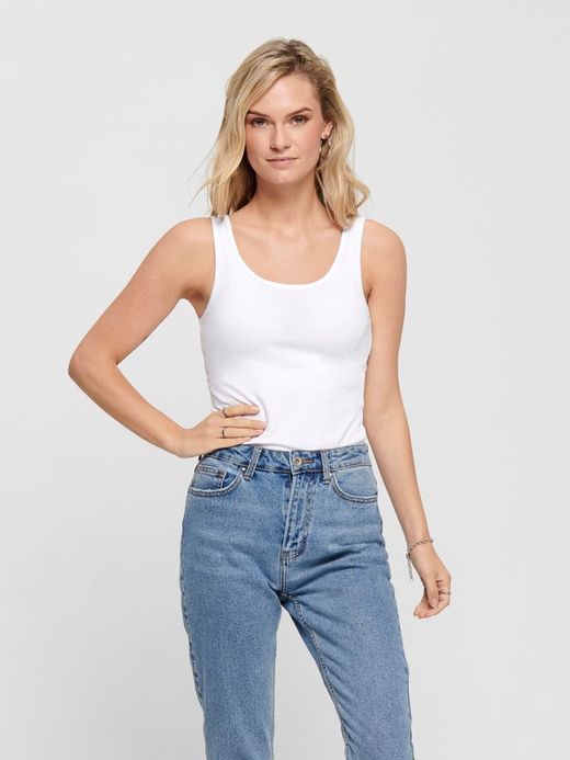 Top básico de tirantes elástico Only White