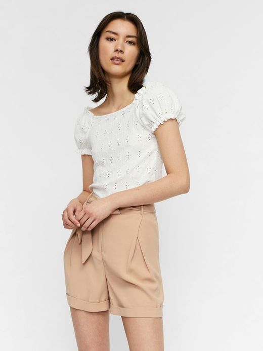 Top bordado con manga abullonada Vero Moda Snow White