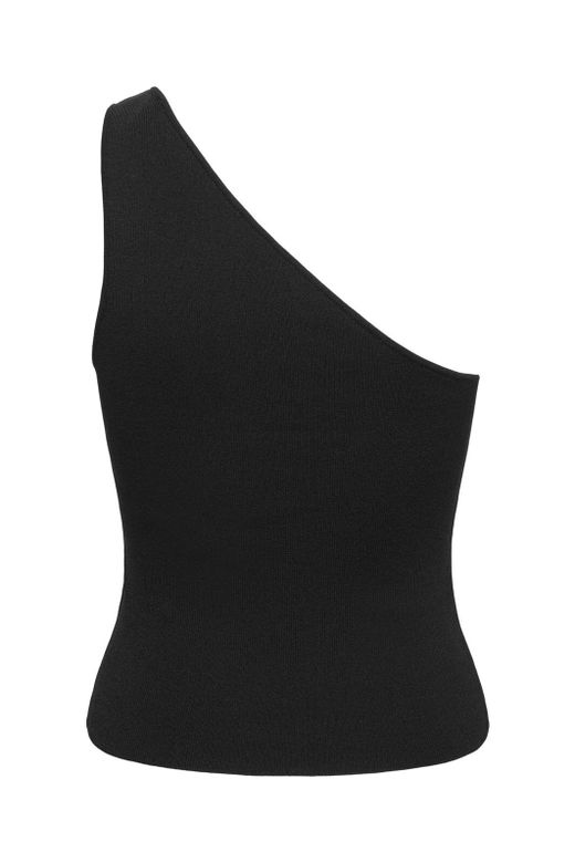 Top canalé de hombro descubierto Only Black