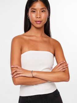 Top canalé palabra de honor Pieces Cloud Dancer