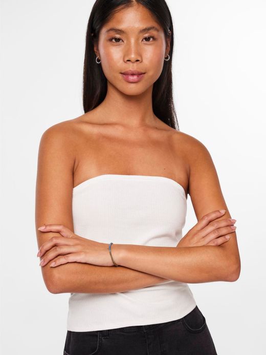 Top canalé palabra de honor Pieces Cloud Dancer