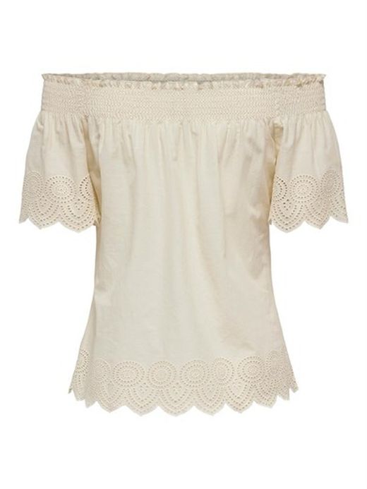Top con calados palabra de honor Only Cream White